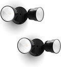 LUTEC 2 Packs P6221B 2000 Lumen 18 Watt 28 LED Dual-Head Flood Light Outdoor, Waterproof Exterior Security Wall Light for Patio, Garden,Yard-Black