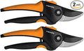 Fiskars 79436997J 79436997 Softgrip Bypass Pruner, Black/Orange 2 PACK
