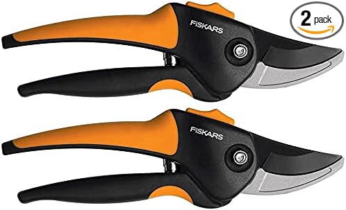 Fiskars 79436997J 79436997 Softgrip Bypass Pruner, Black/Orange 2 PACK