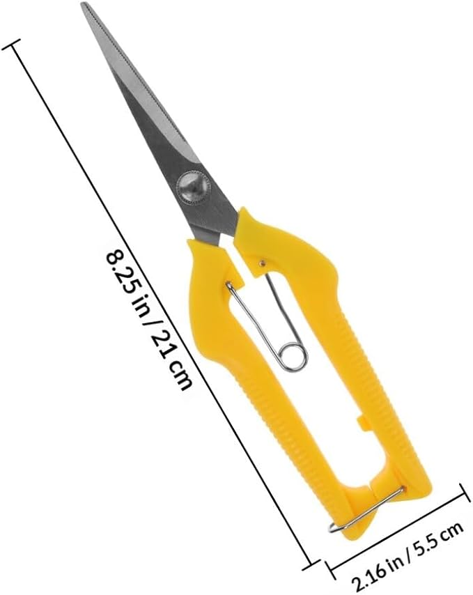Tofficu Garden Pruning Shears Stainless Steel Plant Shears with Yellow Handle for Fruit Harvesting and Branch Trimming, Gardening Hand Tool for Orchard and Horticulture Use