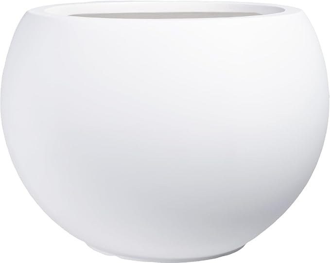 10 H x 14" Dia (10" Pot Opening) Round Fiberstone Planter with Drainage Hole, White, Indoor/Outdoor Large Plant Pot for Home Patio Garden, Ideal for Large Plants