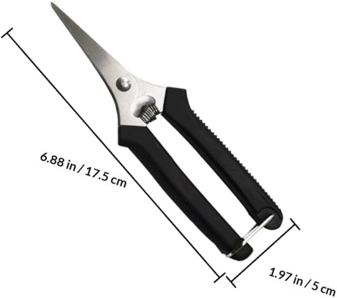 5pcs Garden Pruning Shears and Fruit Picking Scissors Black Non-slip Handle Straight Blade Trimming Tools for Fruit Trees and Vegetable Gardening