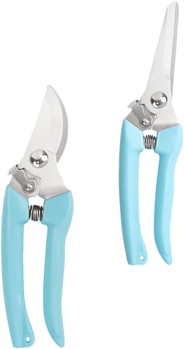 2pcs Garden Pruning Shears and Fruit Tree Branch Shears for Gardening, Curved and Straight Blade Designs, Sturdy Hand Tools for Tree Branch and Twig Trimming in Home Garden