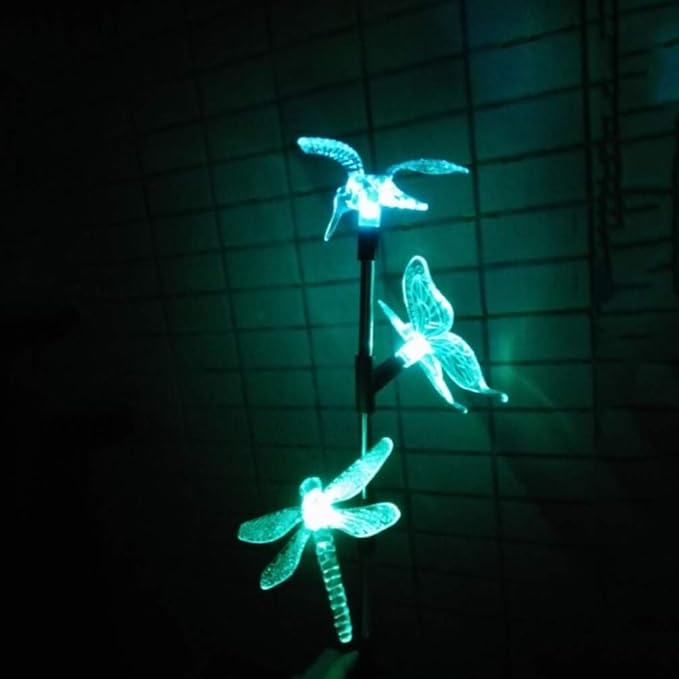 Solar Garden Stake Lights Hummingbird Butterfly and Dragonfly Multi-Color Changing Decorative Landscape Light for Garden Patio Lawn Yard Decorations