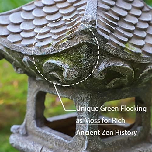 Asian Solar Zen Pagoda Garden Statue 14 Inch, Outdoor Japanese Lamp Lantern for Home Garden Landscape Décor (14 inch Pagoda)