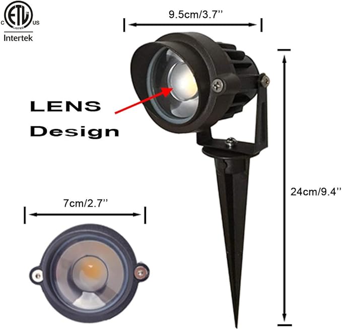 8Pack 5W Low Voltage Landscape Lights with Connectors Outdoor Lighting 24V AC/DC Focusing Lens LED Landscape Spotlights,600LM Warm White Waterproof Outdoor Garden Yard Lights