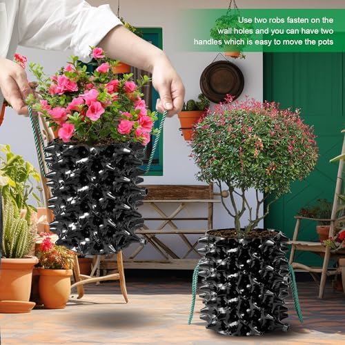 1 Gallon Air Pruning Containers, New Plastic Nursery Pots, Fruit Vegetable Garden Self-Planting Pots, Black (1G-10P)