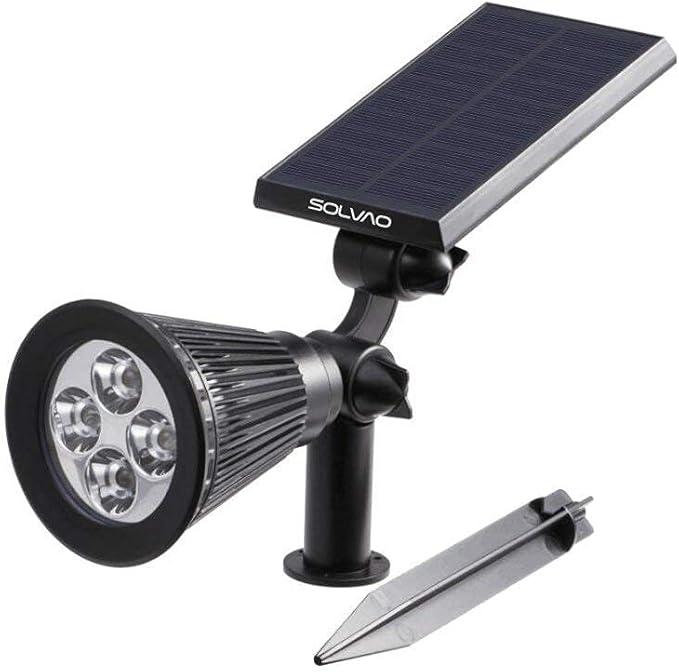 SOLVAO Solar Spot Light | Ultra Bright, Waterproof, Adjustable 270°, No Wiring, Portable | Auto On/Off Function | Rechargeable LED for Outdoor, Landscape, Wall, Fence, Yard, Driveway, Outside