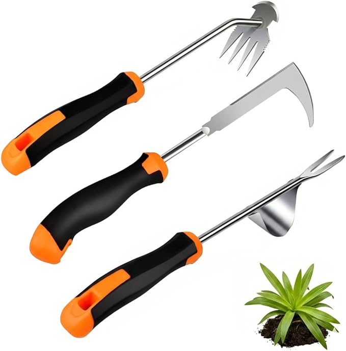 Weed Puller Tool, Portable Rubber-Handled Garden Tools, Four-Tined Weeding Tool, Uprooting Weeding Tools, Crevice Weeder, Backyard Farming Weeding and Weed Removal Tool (style3)
