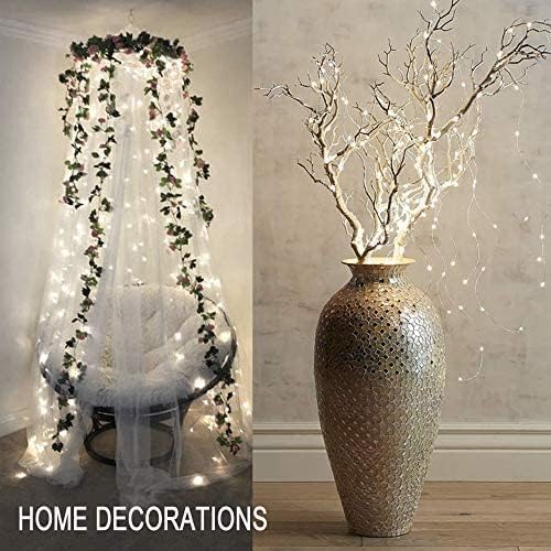 VOOKRY 10 Strands 200 LEDs Solar String Fairy Lights, 8 Modes Twinkle Starry Copper String Lights, Waterproof Oudoor Solar Powered DIY Watering Can Lights for Wedding Party Garden Decor(Cool White)