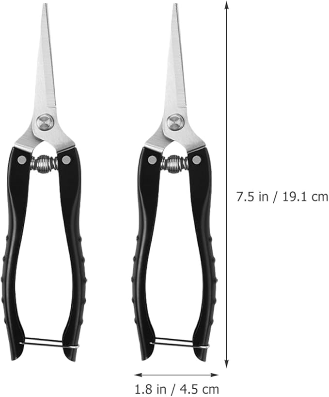 2pcs Heavy Duty Stainless Steel Garden Pruning Shears for Tree Trimming and Fruit Harvesting, Large Black Gardening Hand Tools for Vegetable and Flower Care