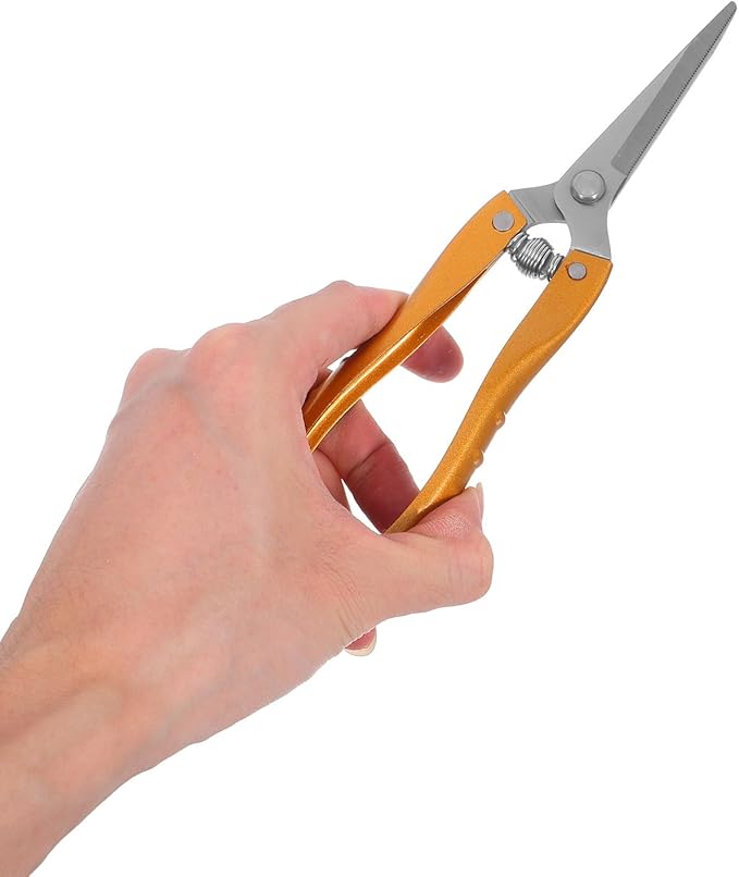 VANZACK 2pcs Stainless Steel Garden Pruning Shears Heavy Duty Plant Clippers for Fruit Tree and Vegetable Trimming, Large Gold Gardening Hand Tools for Orchard and Vineyard Use