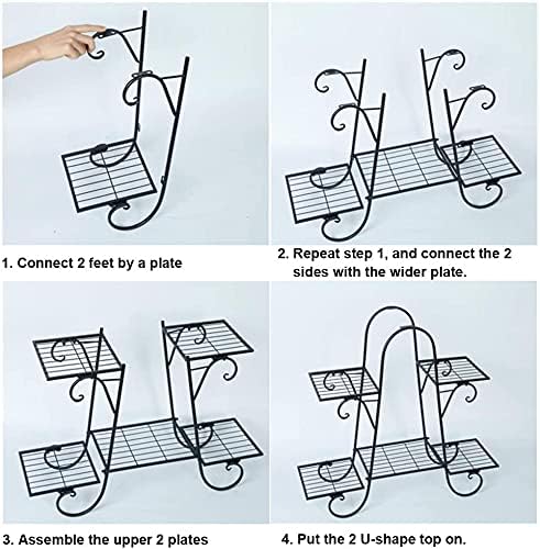 CarolynDesign 6 Tier Plant Stands for Indoors and Outdoors,Flower Pot Holder Shelf for Multi Plants,White Metal Plant Stand for Patio