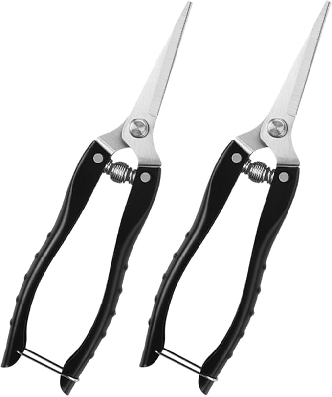 GANAZONO 2pcs Heavy Duty Stainless Steel Pruning Shears Garden Scissors Plant Clippers for Fruit Tree and Vegetable Trimming Outdoor Gardening Tools