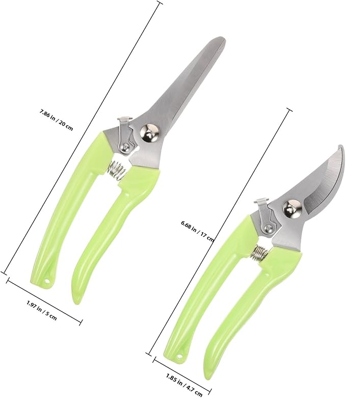 Veemoon 2pcs Stainless Steel Garden Shears Pruning Shears for Tree Trimming Gardening Hand Tools with Curved and Blades for Plant Cutting and Floral Arrangement