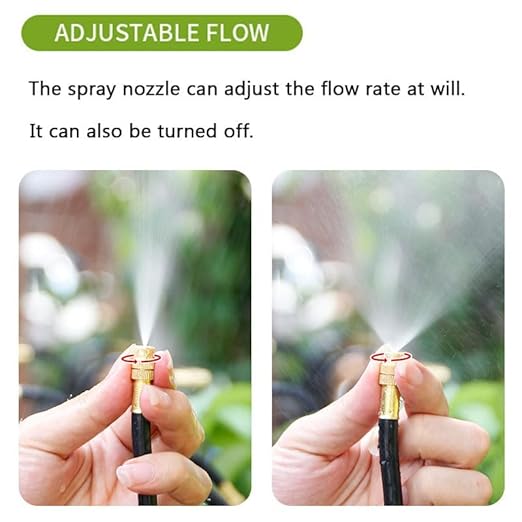 54.8ft 360° Bendable Drip Irrigation Kit with Misting Tube - Adjustable Automatic Irrigation System System for Garden, Lawn, and Plants(Easy Installation, 6-Step Setup)