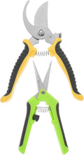Gadpiparty 2pcs Sk5 Steel Pruning Shears Gardening Tools Set with Straight and Curved Blades for Outdoor Plant Trimming and Fruit Tree Branch Cutting in Garden