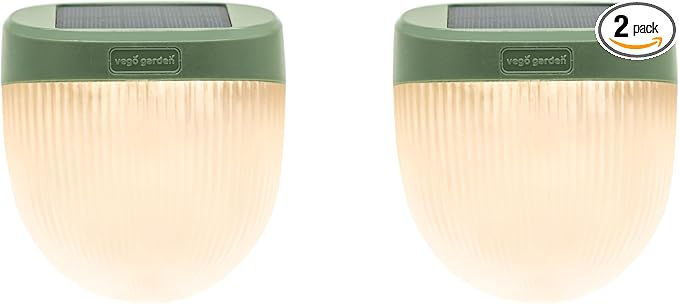 Vego garden Rippled Solar Garden Lights with Auto Sensors Magnetize Securely to Raised Beds, IPX4 Waterproof Outdoor LED Light for Patio & Yard Olive Green, 2 Pack