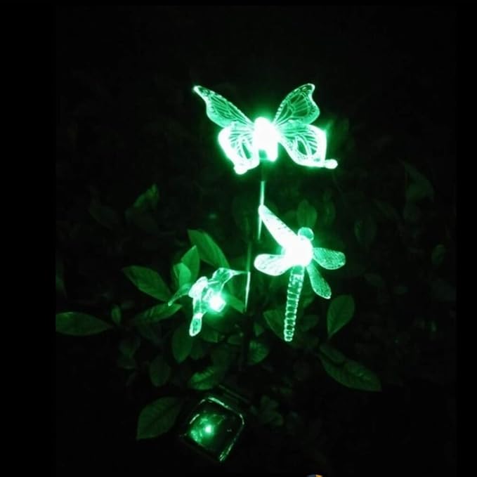 Solar Garden Stake Lights Hummingbird Butterfly and Dragonfly Multi-Color Changing Decorative Landscape Light for Garden Patio Lawn Yard Decorations