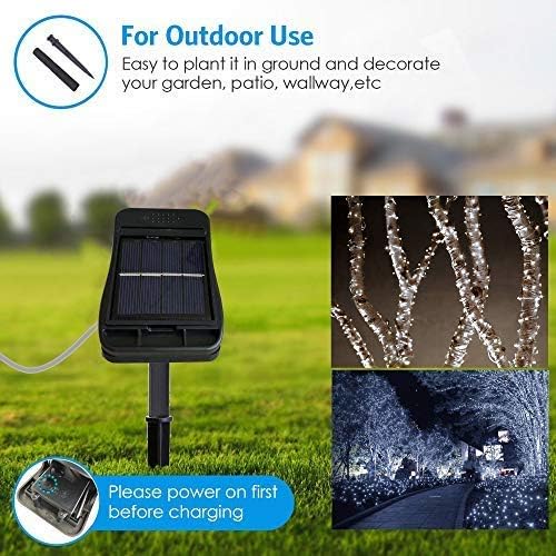 VOOKRY 10 Strands 200 LEDs Solar String Fairy Lights, 8 Modes Twinkle Starry Copper String Lights, Waterproof Oudoor Solar Powered DIY Watering Can Lights for Wedding Party Garden Decor(Cool White)