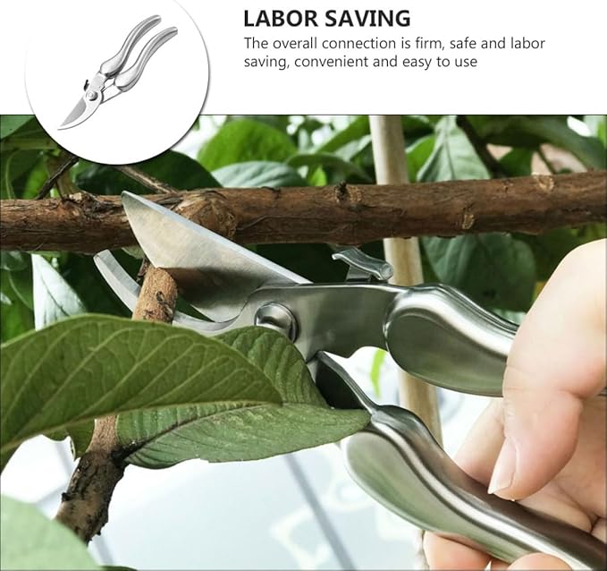 304 Stainless Steel Garden Pruning Shears for Fruit Tree Branches, Heavy-duty Twigs Trimming Tool with Ergonomic Handle for Gardening and Lawn Care Maintenance