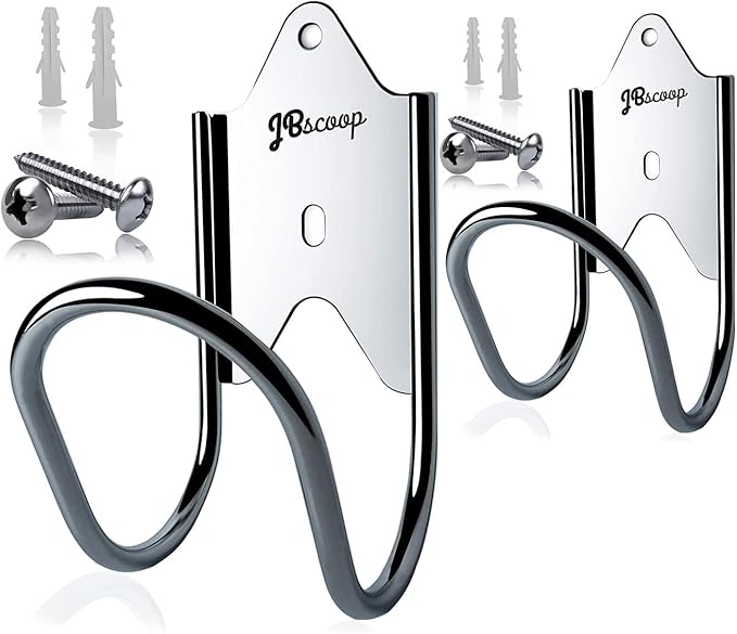 JBscoop Stainless Steel Garden Hose Hanger (Set of 2), for Garden Hose Holder, Rust Free Hose Holder Wall Mount, Heavy Duty Wall Mount Hose Hanger