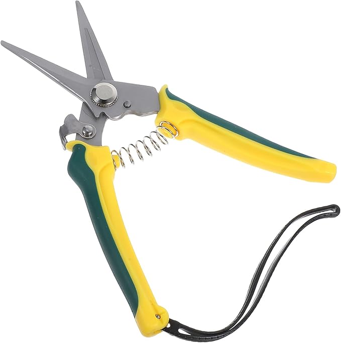 Garden Pruning Shear with Straight Tip, Stainless Steel Hand Clippers for Pruning Branches and Flowers, with Wrist Strap, Multifunctional Tool for Orchard and Garden Trimming