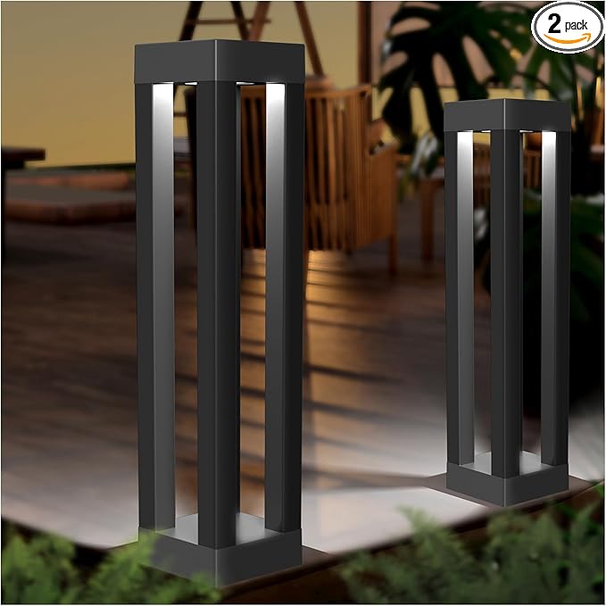 Outdoor Solar Floor Lamps, Lantern Floor Lamp, Outdoor Decor Lanterns for Garden Patio Porch Deck Pool Pathway Driveway (2 Pieces)