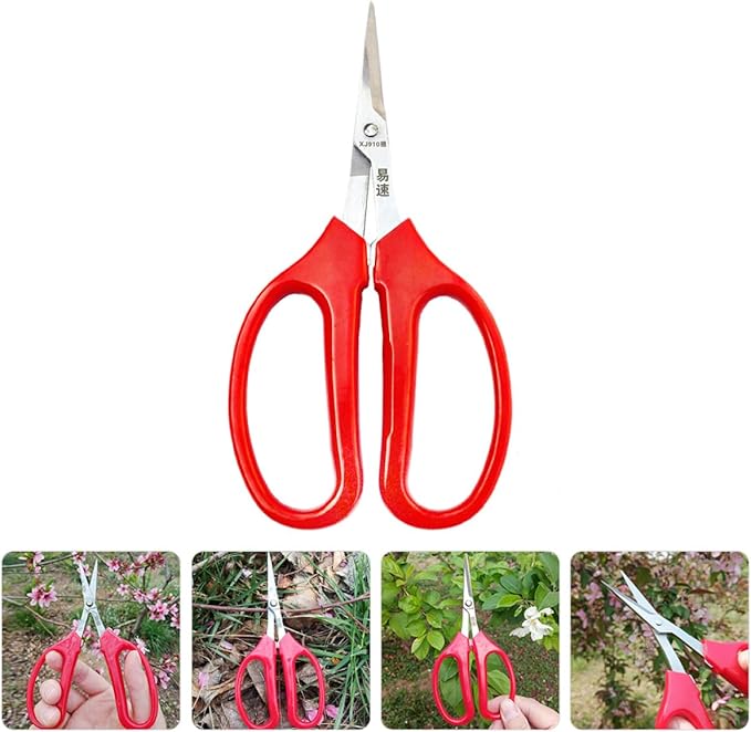 Multifunctional Garden Shears and Flower Pruning Scissors with Curved Blade for Floral Arrangement and Fruit Cutting, Hand Pruner Tool for Gardening and Plant Trimming