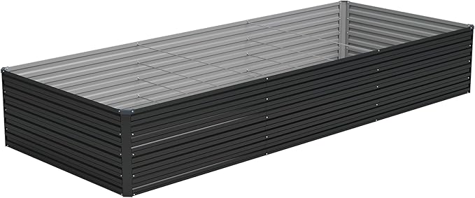 Vengarus 12x4x2FT Galvanized Raised Garden Bed Kit, Large Rectangle Elevated Planter for Vegetables, Flowers, Herbs and Succulents - 718 Gallon Capacity, Black