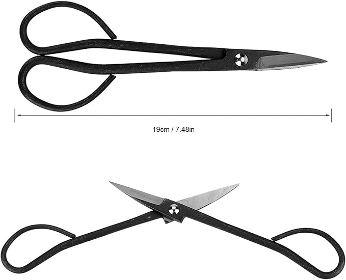 Black Bonsai Scissor, 190mm Stainless Steel Garden Bonsai Scissors Shear Root Branch Trimming Pruning Tools for Garden