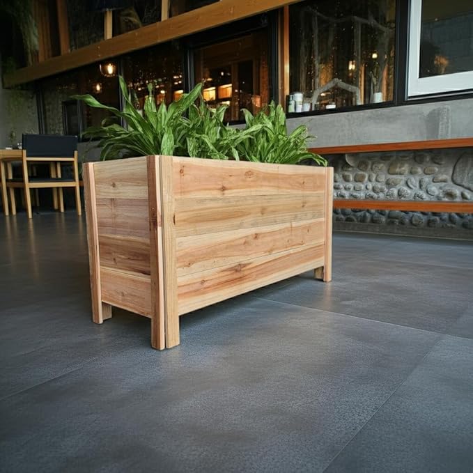 Tall Cedar Raised Garden Planter Box with Legs – Elevated Design for Comfortable Gardening, Custom Sizes for Home, Patio & Commercial Use (36" L x 18" W x 25" H)