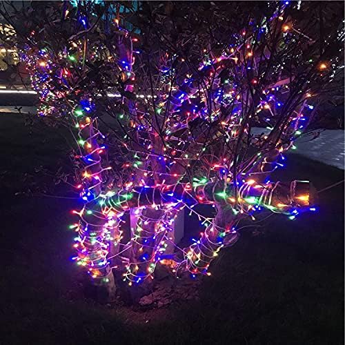 KAQ 115FT 300LED Multi-Colored String Lights Indoor/Outdoor Waterproof with 8 ModesTwinkle Plug in Warm White Lights for Outside Garden Bedroom Christmas Tree Decorations (Multicolor)