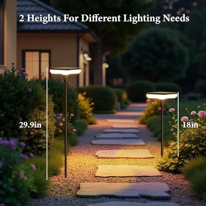 Solar Garden Lights Outdoor 4 Pack 30" Tall Solar Pathway Lights Ip65 Waterproof for Outside Up to 12H Bright Swaying Light for Plant Flower Bed Walkway Decor Landscape Lawn Patio Path Yard