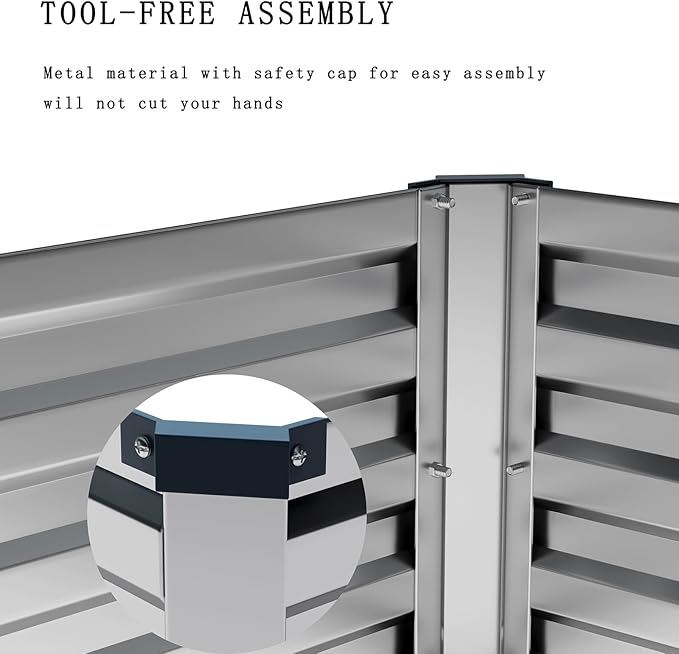 ZUNUDA 8×2×1FT(2PCS) Galvanized Raised Garden Bed Kit, Metal Planter Boxes，Large Outdoor Planters Garden for Planting Vegetables,Flowers,Herbs -Silver