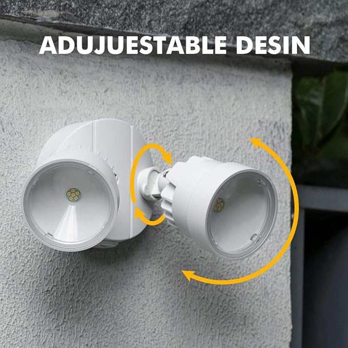 LUTEC P6221W 2000 Lumen 18 Watt 28 LED Dual-Head Flood Light Outdoor, Waterproof Exterior Security Wall Light for Patio, Garden,Yard-White