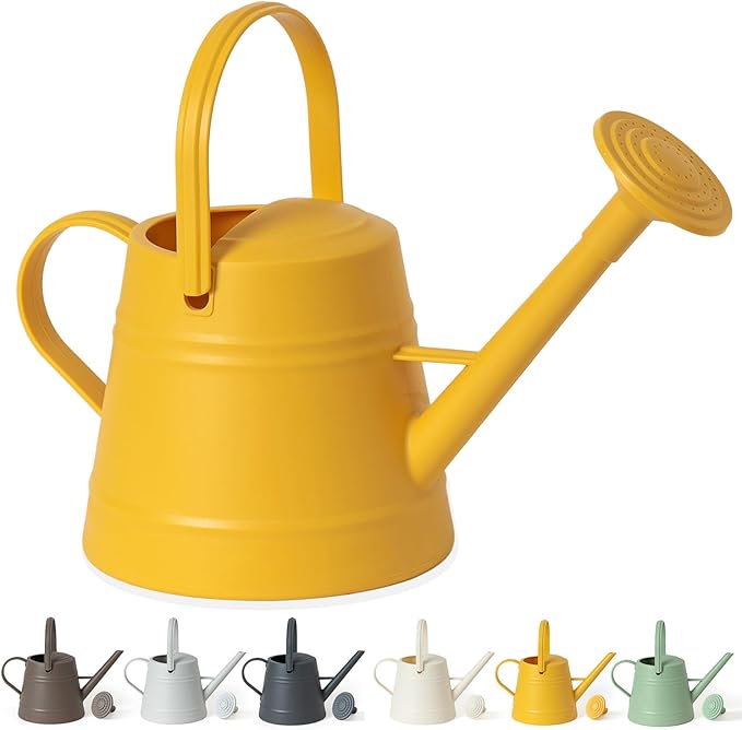 1 Gallon Watering Can for Plants, Watering Cans for Indoor&Outdoor Gardening, Water Can with Ergonomic Movable Handle (Yellow)