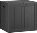 WTFGO Outdoor Storage Deck Box Waterproof, Garden Tool, Backyard Cushion, Poolside Storage, Small Resin Delivery Boxes for Outside, Lockable Lid (30 Gallon, Black)