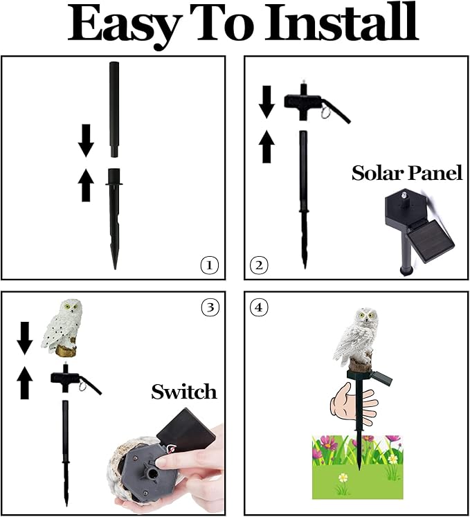 DOUBLE 2 C Solar Garden Light Outdoor, Owl Solar Garden Stake Light, Waterproof Warm White LED Light for Garden, Patio, Yard, Lawn, Walkway Decoration (Owl)