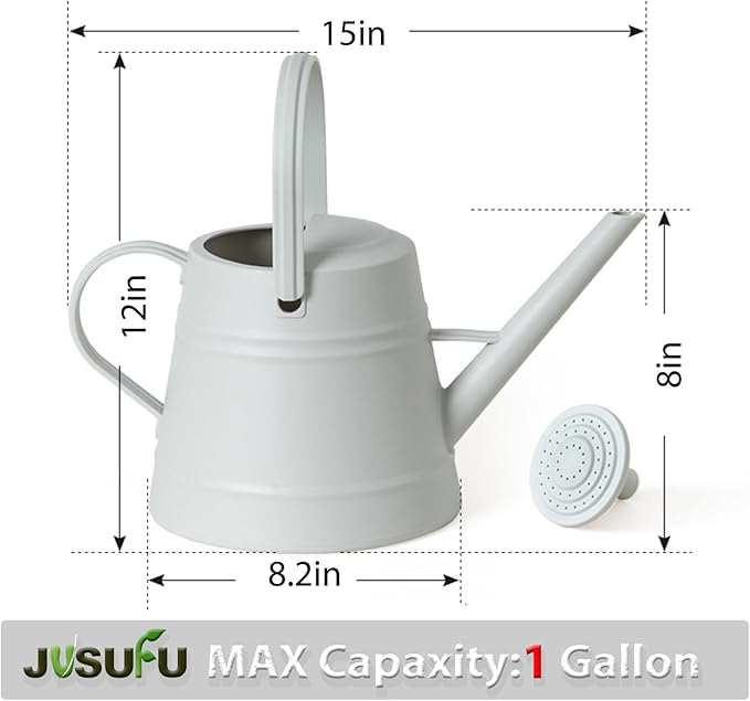 1 Gallon Watering Can for Plants, Watering Cans for Indoor&Outdoor Gardening, Water Can with Ergonomic Movable Handle (Gray)