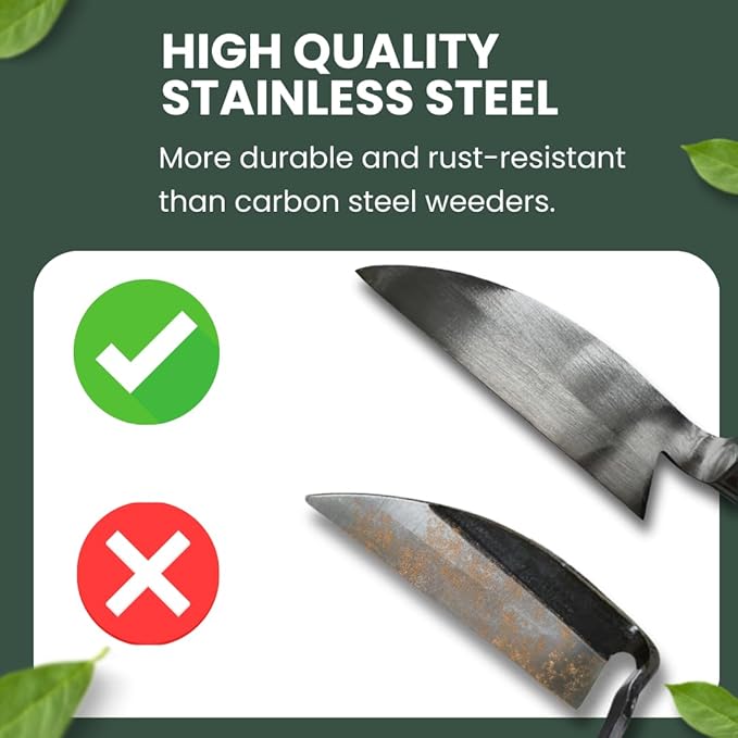 Hounen Miyawaki Japanese Weeding Sickle, Twisted Stainless Steel Kama Weeder (4.7 in (12 cm) Blade), 13 in (33 cm) Wood Handle, Root Slicer for Garden Beds & Crabgrass, Made in Japan