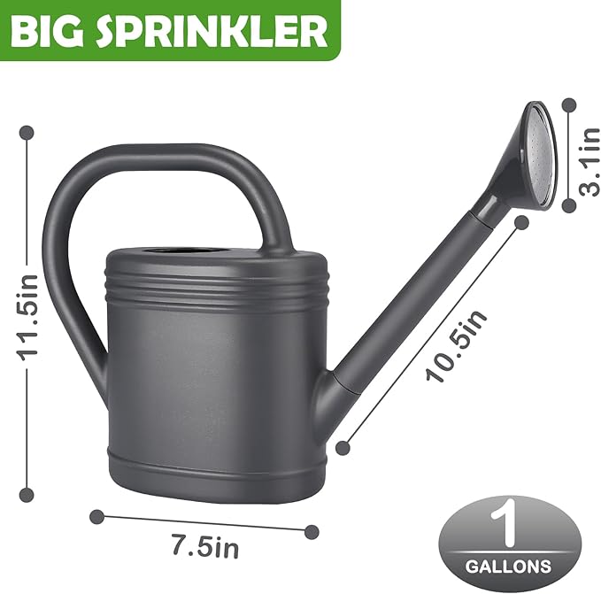 1 Gallon Watering Can for Indoor Plants, Garden Watering Cans for Outdoor Plant House Flower, Modern Plant Watering Can Large Long Spout with Sprinkler Head