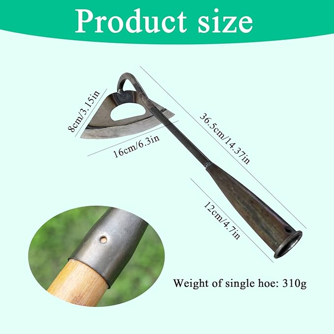 Garden Hoe All-Steel Hardened Hollow Hoe, Sharp Durable Garden Weeding Tools, Garden Edger Weeder Portable Household Vegetable Garden Shovel for Backyard (1Pack)