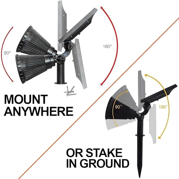 SOLVAO Solar Spot Light | Ultra Bright, Waterproof, Adjustable 270°, No Wiring, Portable | Auto On/Off Function | Rechargeable LED for Outdoor, Landscape, Wall, Fence, Yard, Driveway, Outside