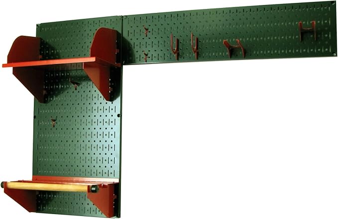 Wall Control Pegboard Garden Supplies Storage and Organization Garden Tool Organizer Kit with Green Pegboard and Red Accessories
