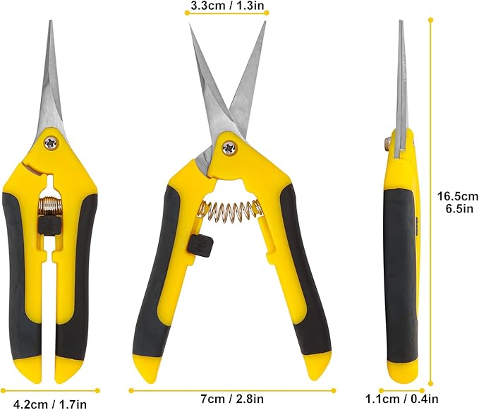 15 Pack 6.5 Inch Yellow Garden Pruning Scissors, Stainless Steel Blades Hand Pruner, Sharp Point Gardening Shears Cutter, A Must-have Gardening Pruning Shear, Supplies & Accessories