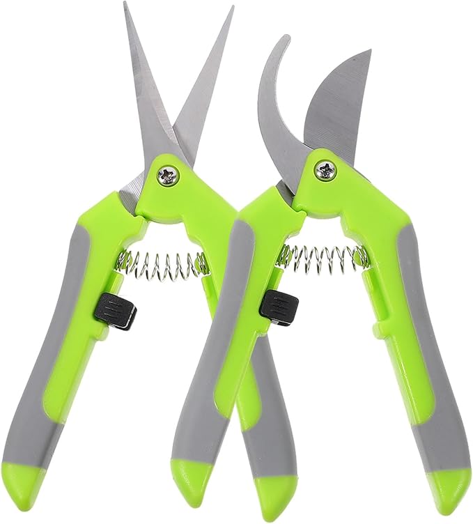 ibasenice 2pcs Garden Shears Pruning Shears with Curved Blades Outdoor Branch Cutters for Fruit Trees and Plants Gardening Hand Tools for Harvesting and Trimming