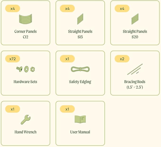 Vego garden Raised Garden Bed Kit, 17" Tall 10 in 1 Modular Raised Garden Beds Kit, Metal Planter Box for Vegetables, Flowers, Herbs, British Green