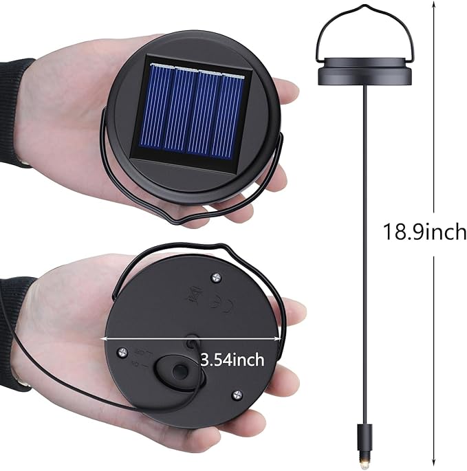 2 Pack Solar Light Replacement Tops for Hanging Lanterns, Waterproof Replacement Solar Lantern Parts for Garden Decor Outdoor Moroccan Yard Art