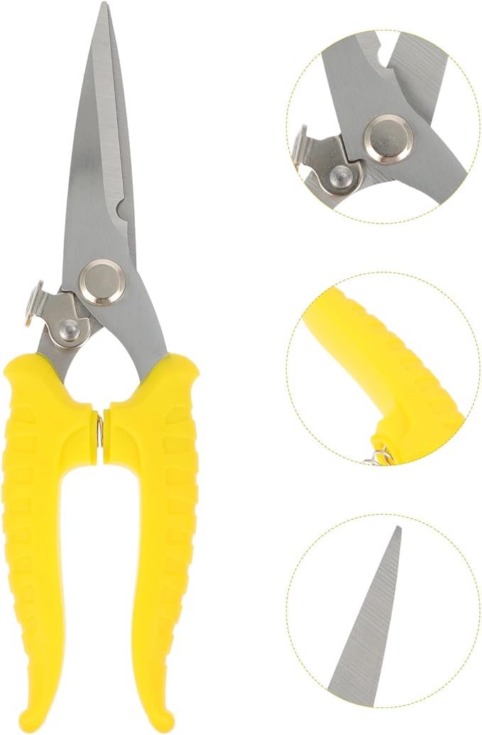 Angoily Serrated Gardening Pruning Shear Scissors 8-inch Steel Blade Labor-saving Hand Tool for Garden Trimming and Branch Cutting Random Color